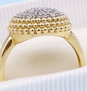 Diamond Pave Cluster Sunflower Ring - 14K Gold