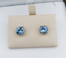 Load image into Gallery viewer, Aquamarine Earrings - 14K White Gold