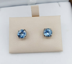 Aquamarine Earrings - 14K White Gold