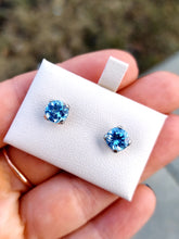 Load image into Gallery viewer, Aquamarine Earrings - 14K White Gold