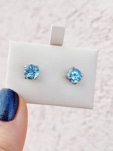 Aquamarine Earrings - 14K White Gold