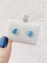 Load image into Gallery viewer, Aquamarine Earrings - 14K White Gold