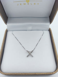 Diamond X or Cross - 14K White Gold