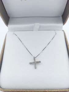 Diamond X or Cross - 14K White Gold