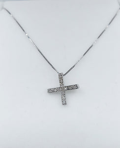 Diamond X or Cross - 14K White Gold