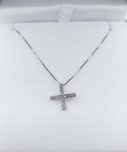 Diamond X or Cross - 14K White Gold