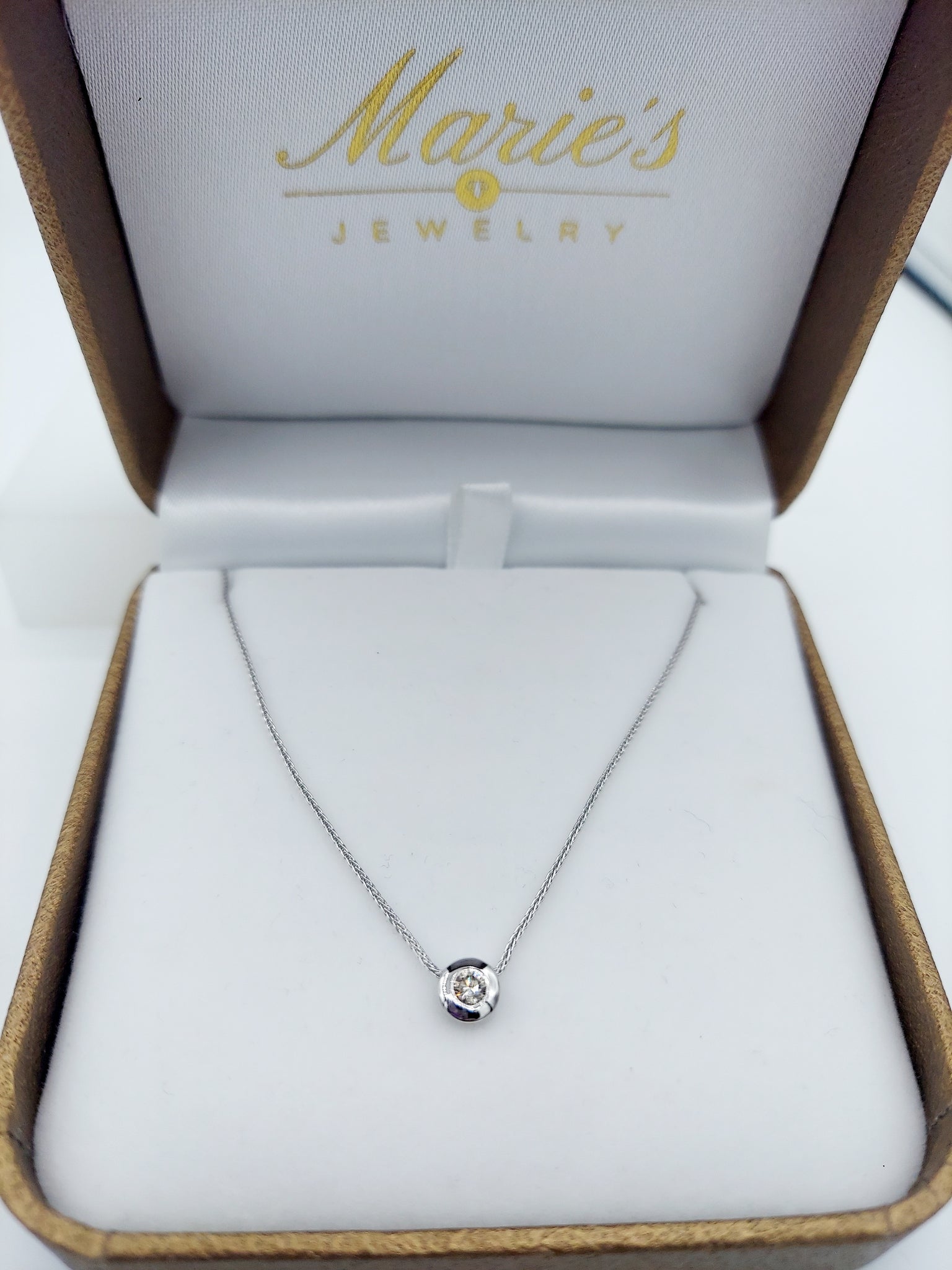 Pear-Shaped & Round-Cut Diamond Station Necklace 12 ct tw 14K White Gold  18