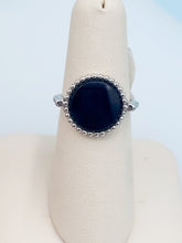 Load image into Gallery viewer, Onyx Ring with Beaded Halo - 14K White Gold