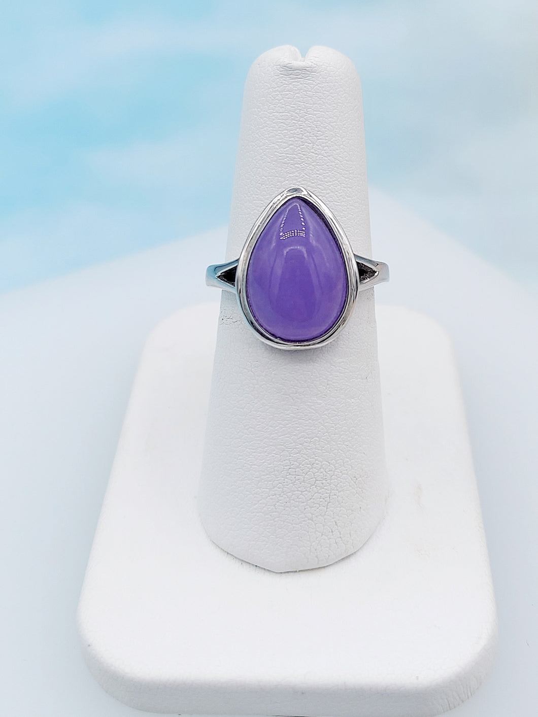 Purple Jade Ring - Sterling Silver