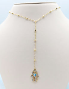 Rosary Hamsa Necklace