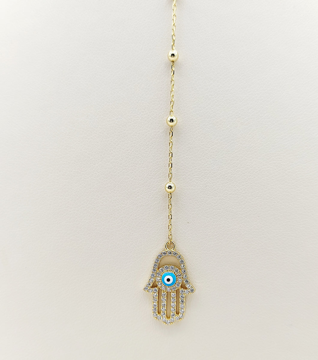 Rosary Hamsa Necklace