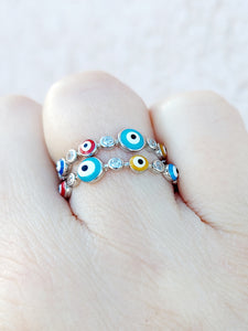 Colorful Eye Band - Sterling Silver