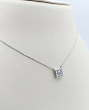 Load image into Gallery viewer, Square Princess Cut Diamond Necklace - 14K White Gold