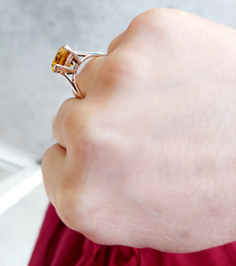 Statement Citrine Ring - Sterling Silver