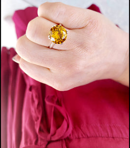 Statement Citrine Ring - Sterling Silver