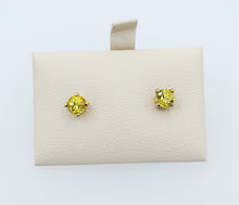 Load image into Gallery viewer, Yellow CZ Stud Earrings - 14K Yellow Gold