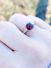 Load image into Gallery viewer, Solitaire Garnet and Diamond Ring - 14K White Gold