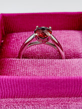 Load image into Gallery viewer, Solitaire Garnet and Diamond Ring - 14K White Gold