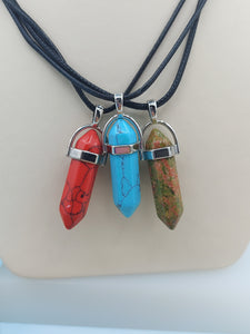 Crystal Healing Necklace - Black Cord