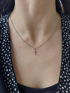 Diamond Cross & Chain - 14K White Gold