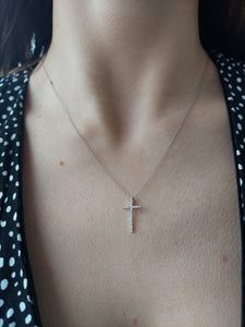 Pave Diamond Cross & Chain - 14K White Gold