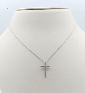 Pave Diamond Cross & Chain - 14K White Gold