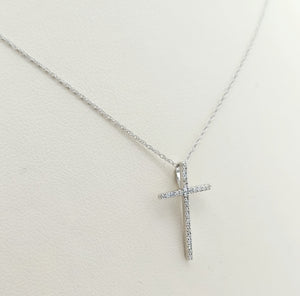 Pave Diamond Cross & Chain - 14K White Gold