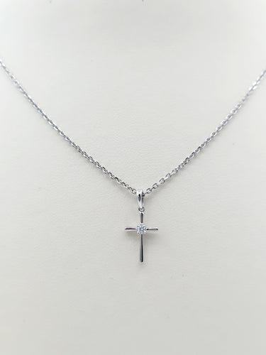 Diamond Cross & Chain - 14K White Gold