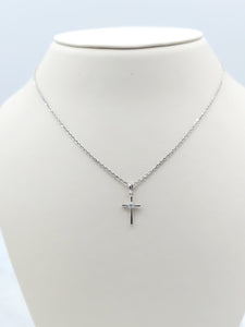 Diamond Cross & Chain - 14K White Gold