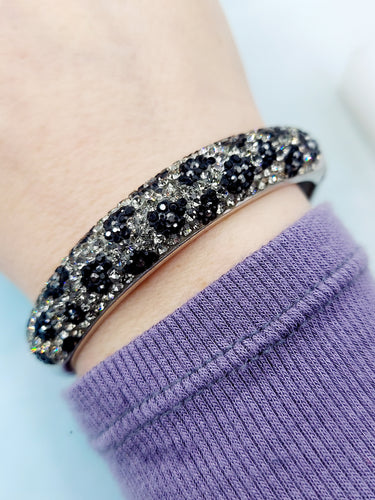 Crystal Gray & Black Leopard Print Bangle