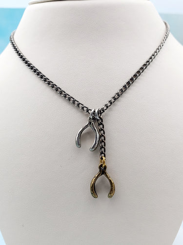 Wishbone Necklace - Brass