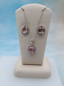 Pink CZ Earring & Necklace Set
