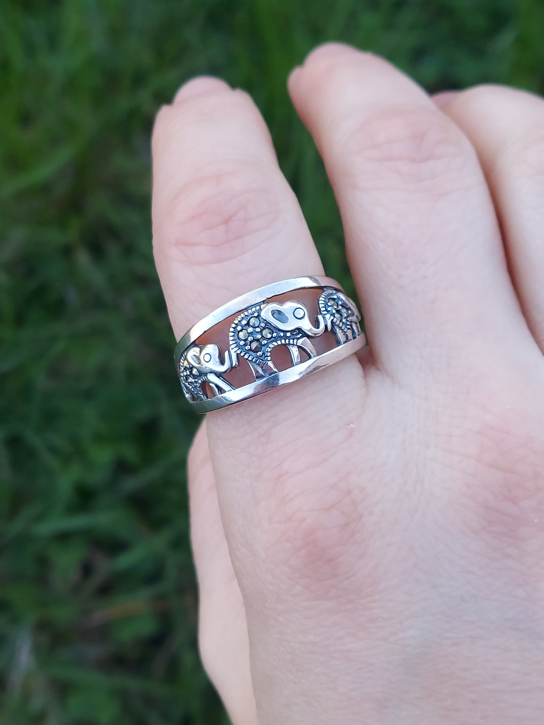 Marcasite Elephant Ring