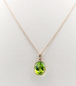 Peridot Rose Gold Necklace - 14K Rose Gold