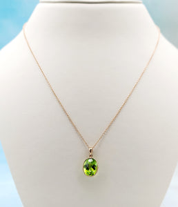 Peridot Rose Gold Necklace - 14K Rose Gold