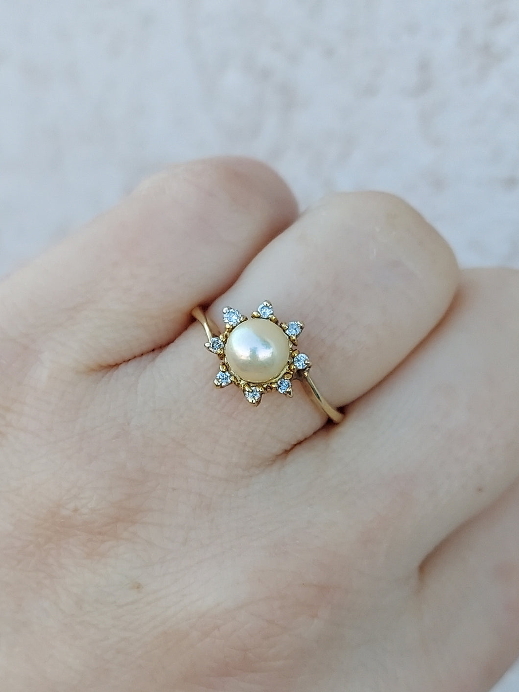 Sun Pearl Ring - 14K Yellow Gold