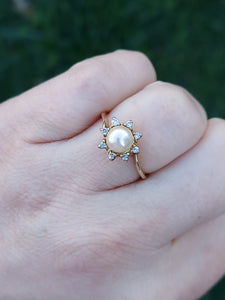 Sun Pearl Ring - 14K Yellow Gold