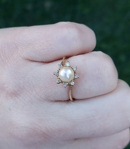 Sun Pearl Ring - 14K Yellow Gold