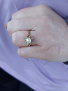 Sun Pearl Ring - 14K Yellow Gold