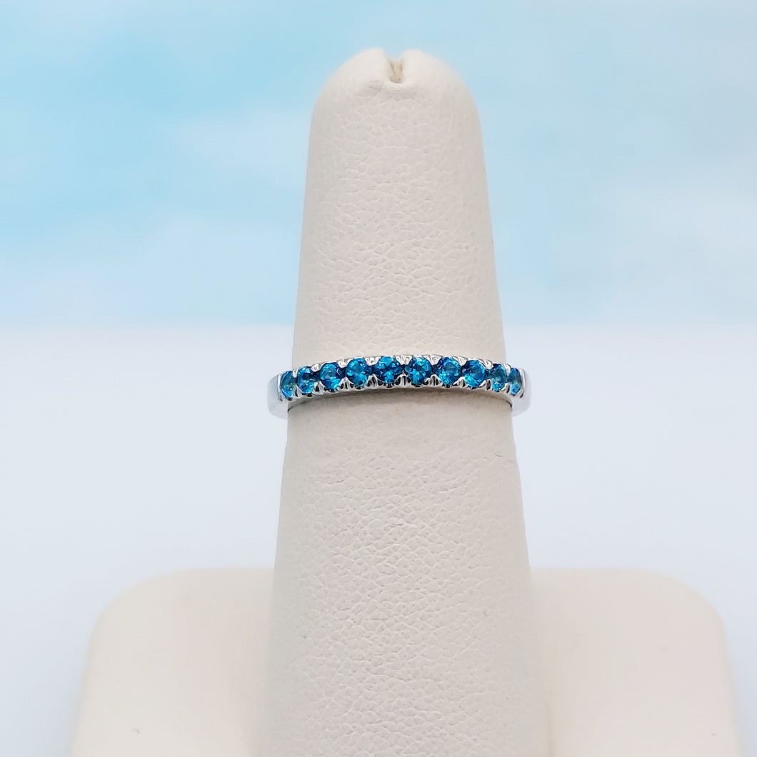 Paraiba Topaz Stacking Ring - 14K White Gold