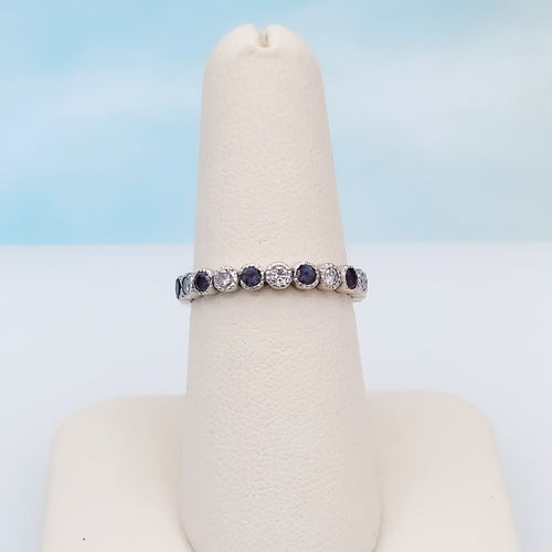 Alexandrite & Diamond Band - Marie's Custom Design - 14K White Gold