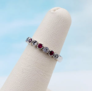 Ruby and Diamond Band - 14K White Gold