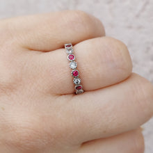 Load image into Gallery viewer, Ruby and Diamond Band - 14K White Gold