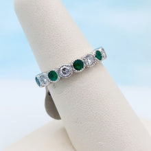 Load image into Gallery viewer, Viv &amp; G Emerald and Diamond Band - 14K White Gold