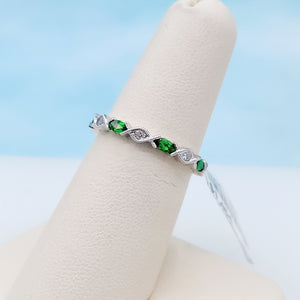 Tsavorite & Diamond Ring- 14K White Gold