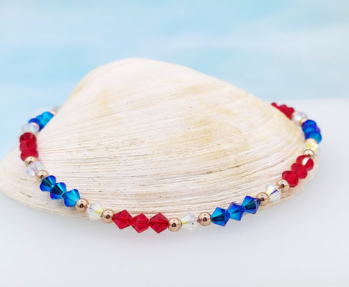 Red, White, and Blue Crystal Anklet - Our Whole Heart