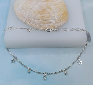 Moon & Star Silver - Anklet