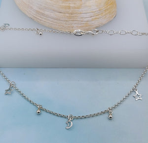 Moon & Star Silver - Anklet