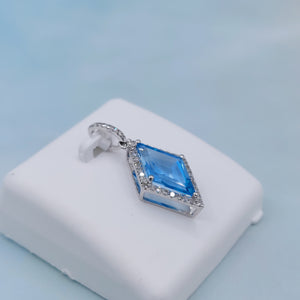 Blue Topaz Diamond Kite Shaped Pendant