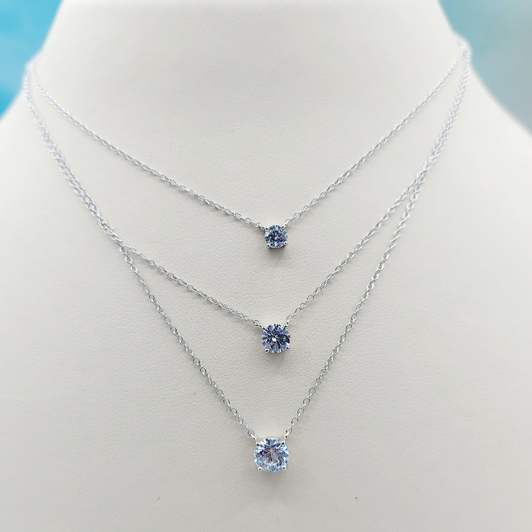Three Tier Layered Necklace - Sterling Silver